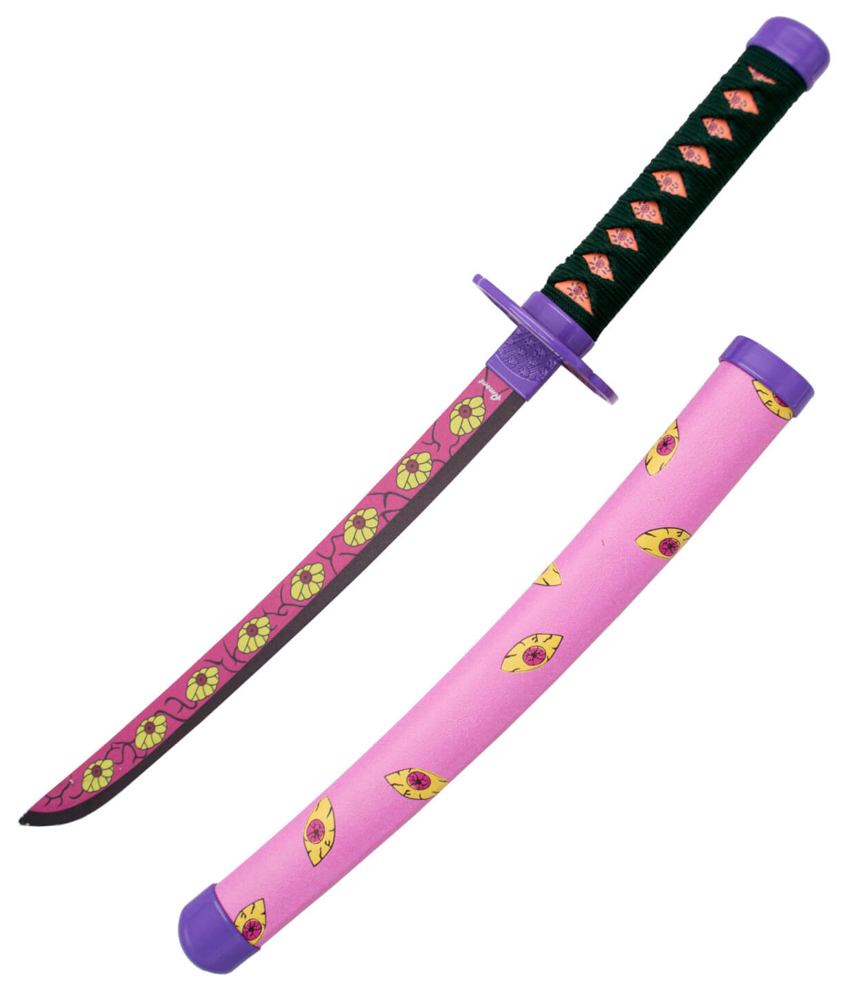 Tsugikumi Michikatsu Kokushibou Mini Katana rosa mit gelber Dekoration