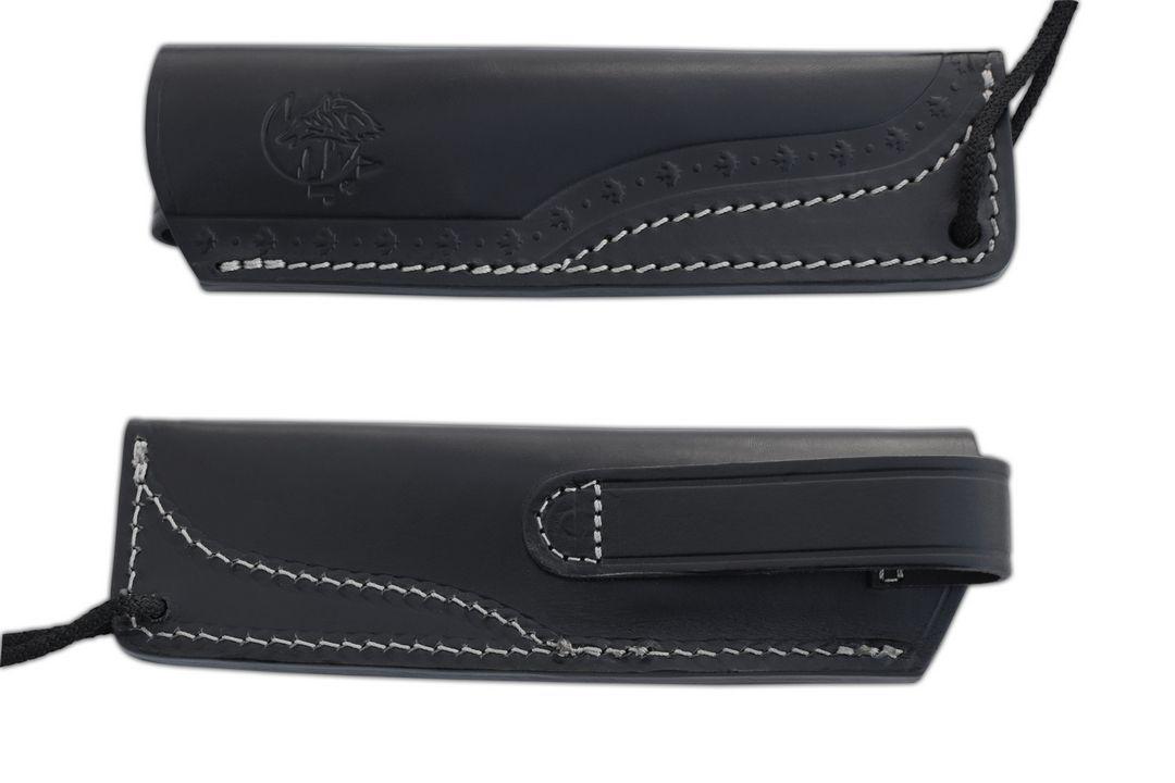 Coltello tattico JV K2 con manico TRF nero e fodero in pelle