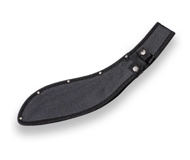 Machete Kukri Nepalí con hoja curva de 42 cm y mango negro de goma