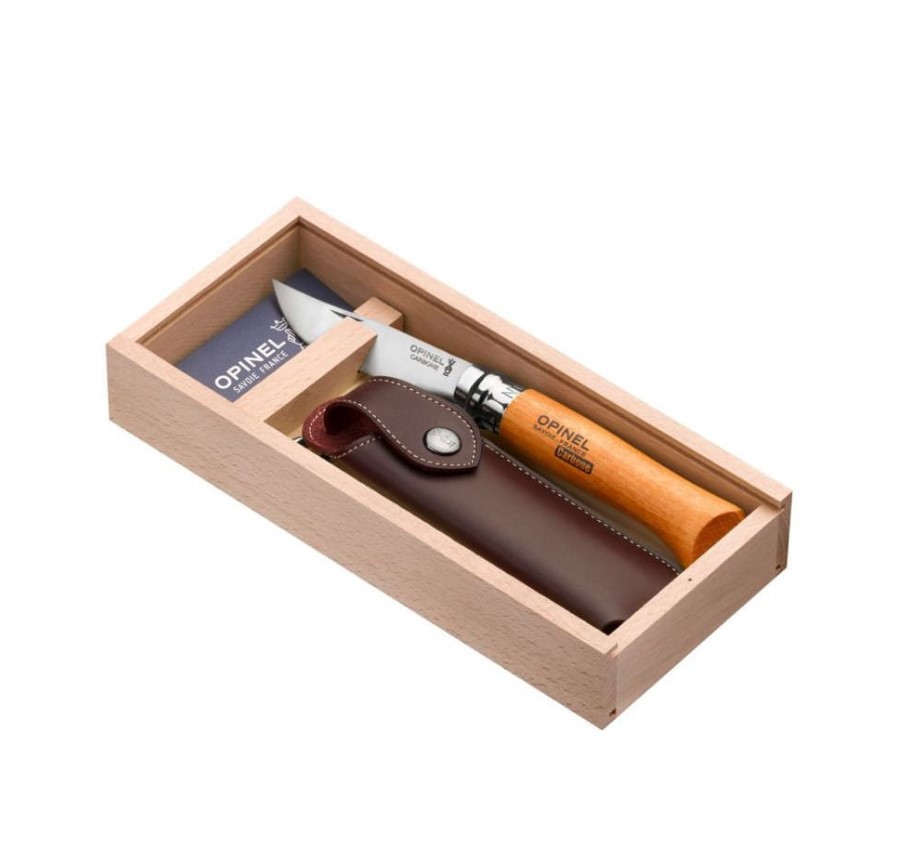 Navaja y funda Opinel carbono Nº 8 en estuche de presentación