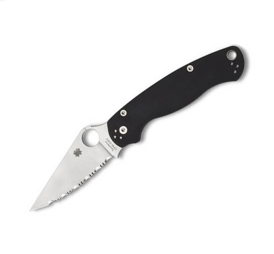 Spyderco Para military 2 con mango de G10 y hoja dentada de acero...