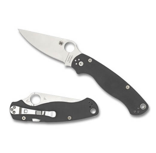 Navaja militar Spyderco Para Military 2 con mango de G10 gris y hoja de acero Maxamet