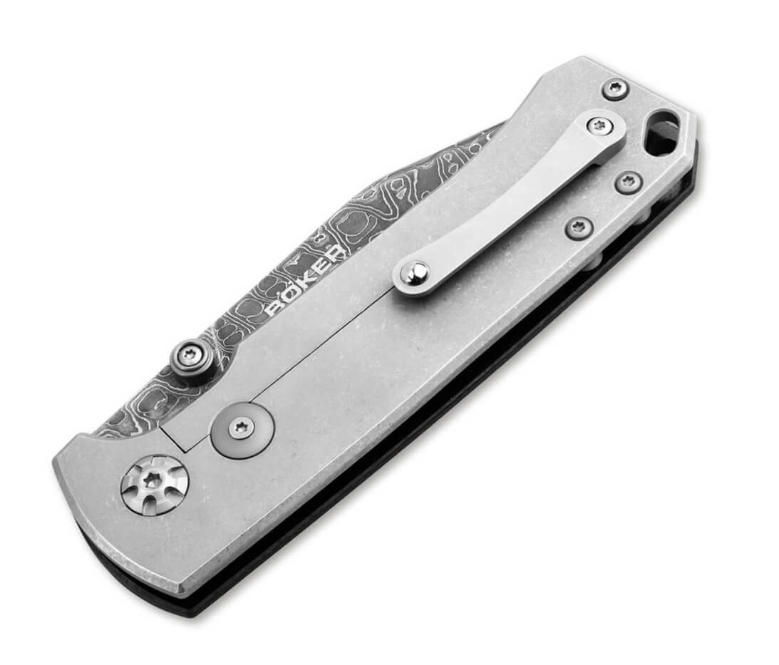 Faca da coleção Boker Tiger com lâmina de aço damasco e cabo de micarta