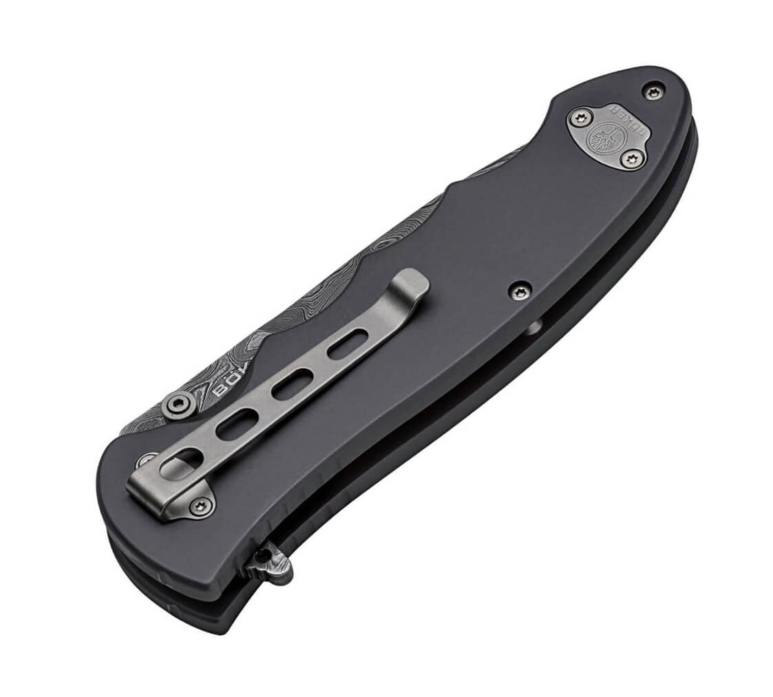 Boker Leopard-Damast III Collection navaja con hoja de damasco y mango de aluminio y damasco