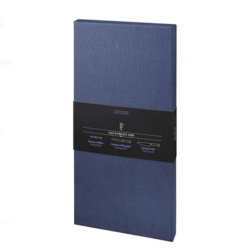 Conjunto de três facas de cozinha Opinel Les Forges 1890 com cabo de faia estabilizado