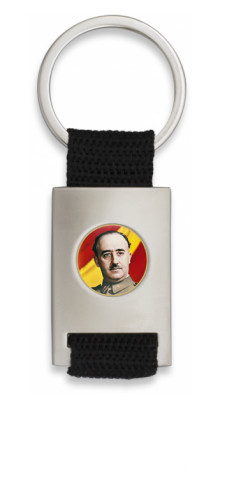 Chaveiro em forma de retângulo cromado com fita preta