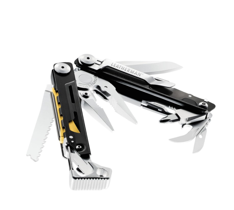 Multiherramienta Leatherman Signal con mango color negro y herramientas acero inox con 19 usos