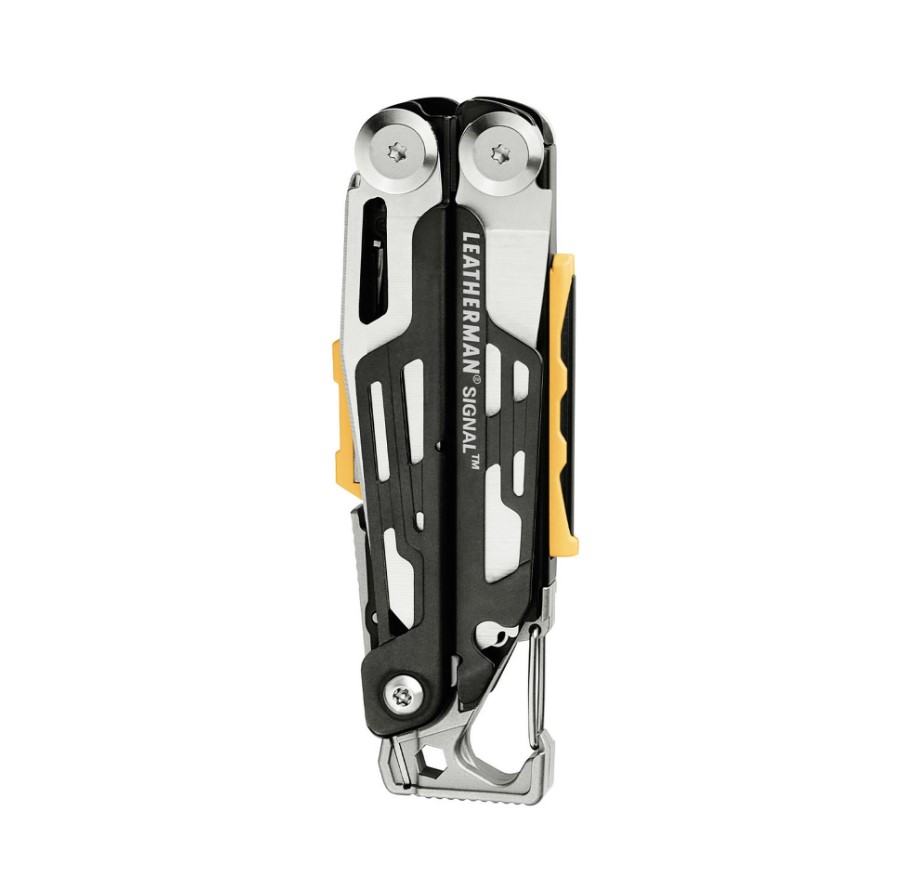 Multiherramienta Leatherman Signal con mango color negro y herramientas acero inox con 19 usos
