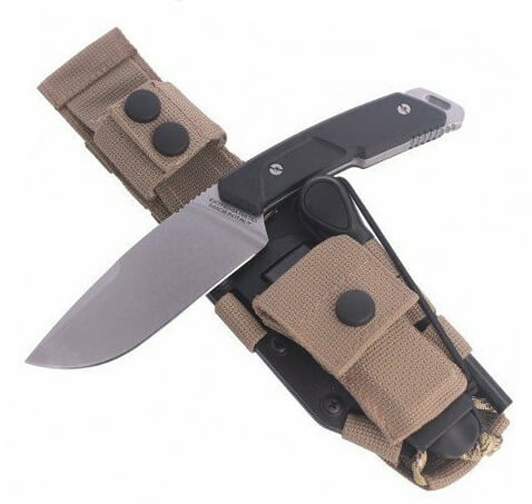 Faca tática e de sobrevivência Extrema Ratio Sethlans com aço lavado com pedra Böhler N690