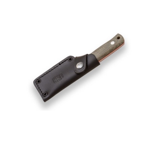 Cuchillo enterizo Erizo TS1 con mango de micarta canvas y funda de cuero