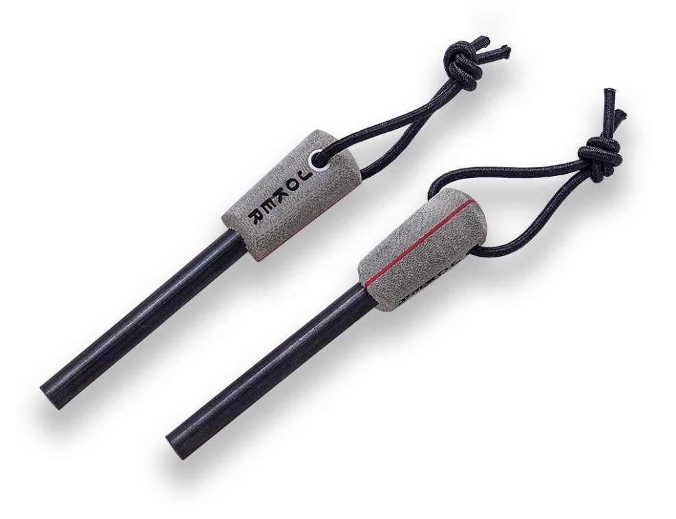 Cuchillo enterizo Erizo TS1 con mango de micarta canvas y funda de kydex con firesteel