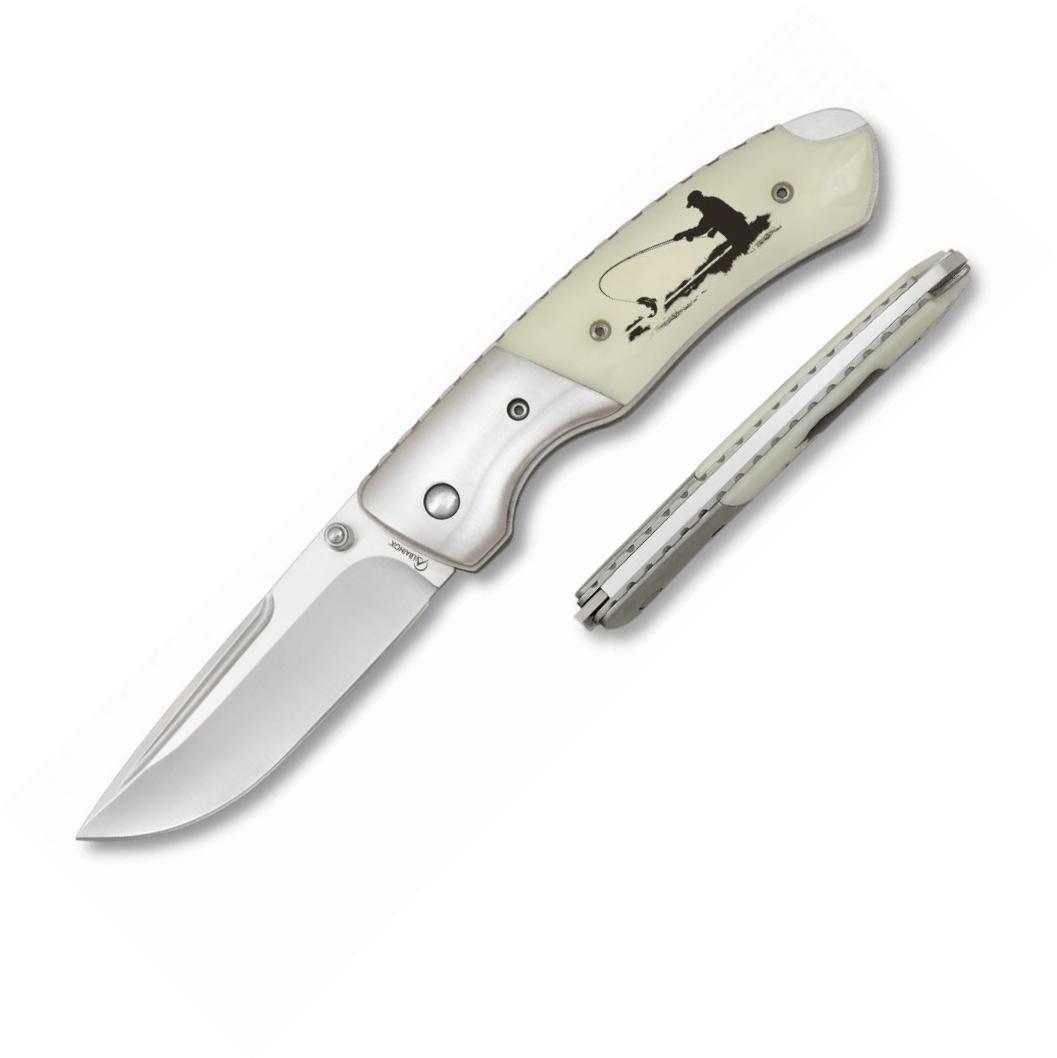 Navaja Albainox Deluxe decorada con pesca en ambas caras del mang...