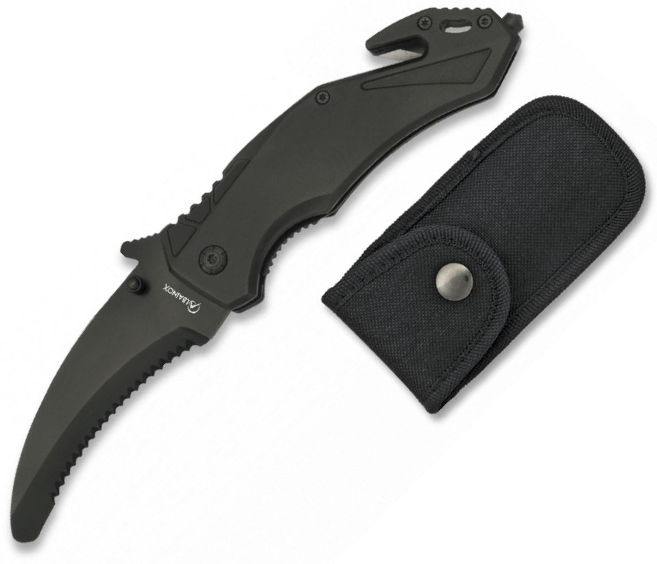 Canivete Albainox de segurança preto com clipe, bainha de nylon e...