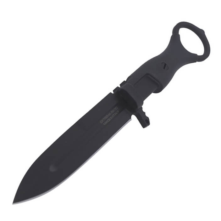 Extreme Ratio Misericordia Black Combat Knife mit FRN Griff und 118 mm Klinge