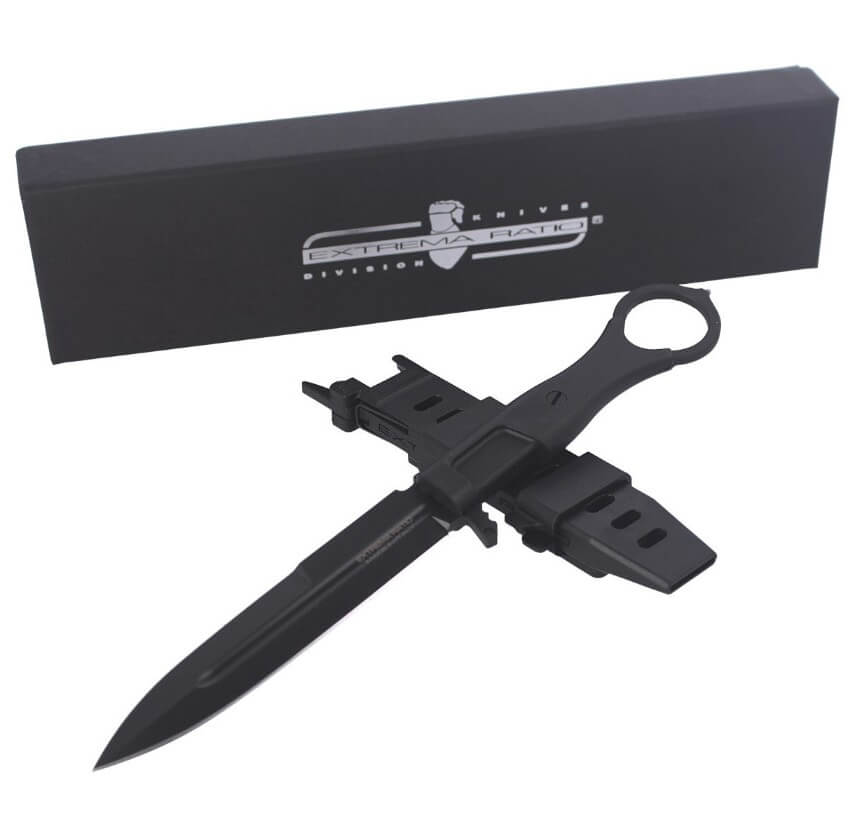 Extreme Ratio Misericordia Black Combat Knife mit FRN Griff und 118 mm Klinge