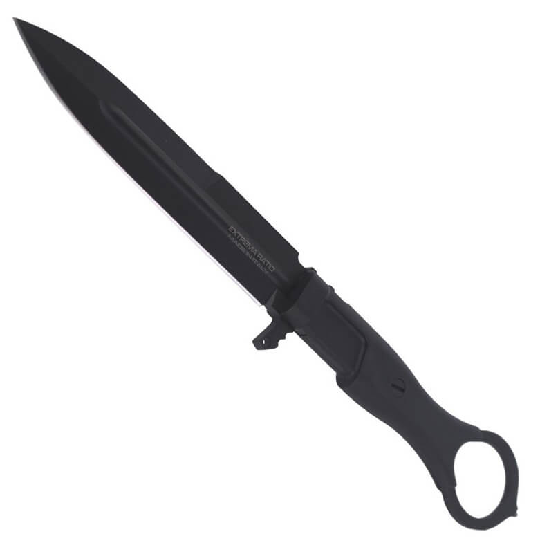 Extreme Ratio Misericordia Black Combat Knife mit FRN Griff und 118 mm Klinge