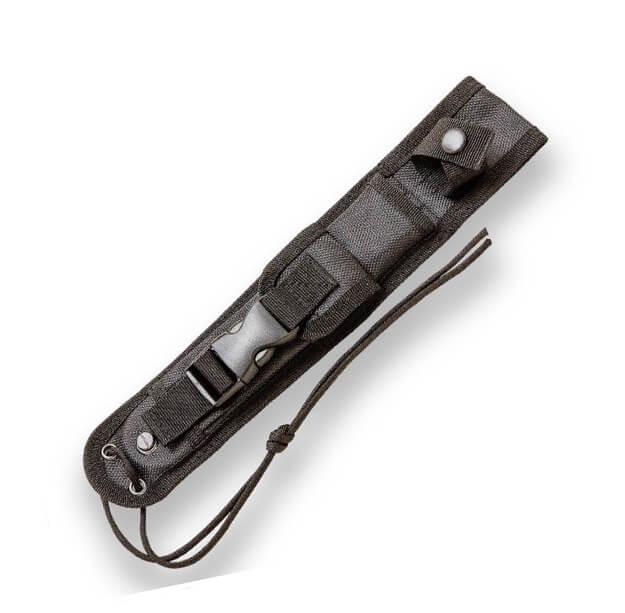 Faca de sobrevivência JKR com cabo em zamak e lâmina de 16 cm com revestimento em titânio