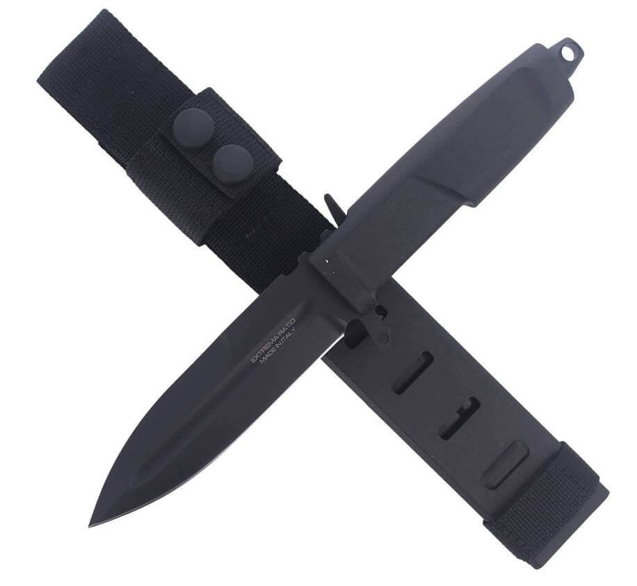 Faca de combate Contact C Black da Extrema Ratio com lâmina de 128 mm em aço Böhler. Bainha em Naylon