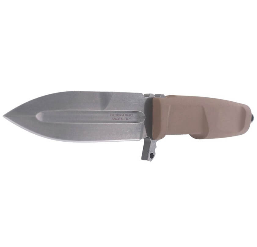 Kampfmesser Contact C Desert von Extrema Ratio mit 128mm Klinge aus Böhler Stahl. Naylon Scheide