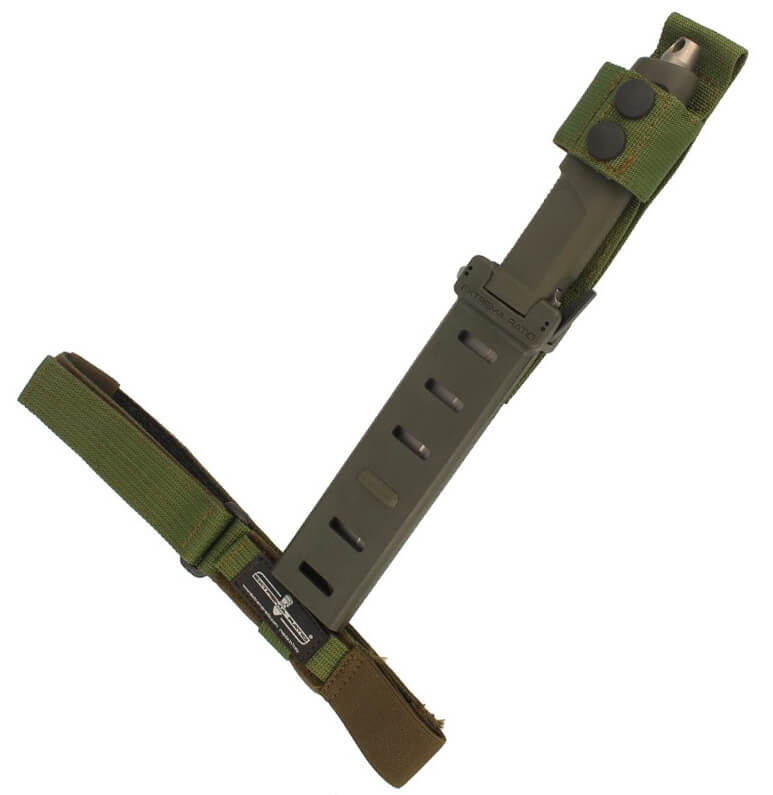 Faca militar Extrema Ratio DMP Ranger Green com lâmina de 15,2 cm em aço Böhler. Bainha em Naylon.