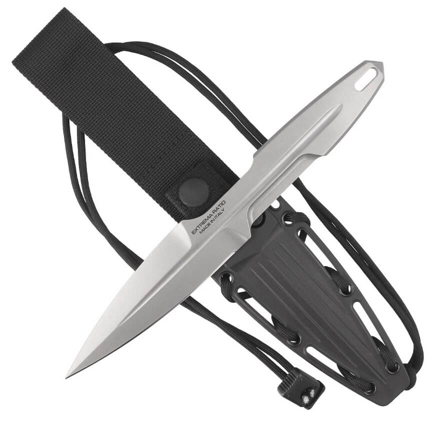 Faca táctica S-THIL Stone Washed da Extrema Ratio. Lâmina em aço Böhler de 11,9 cm. Bainha em nylon.