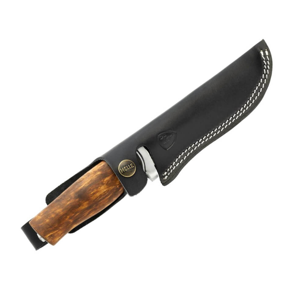 Cuchillo Nórdico Helle GT 1036 con mango de abedul y hoja de 12.3 cm de acero 14C28N