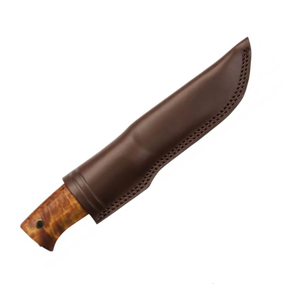 Cuchillo bushcraft Helle Temagami 301 Carbon con mango de madera de abedul y hoja de acero carbono triple laminado