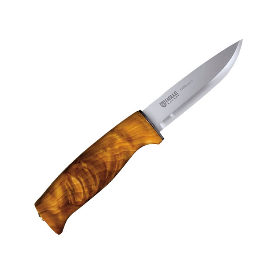 Cuchillo bushcraft Helle Fjellkniven 4 con mango de madera de abe...