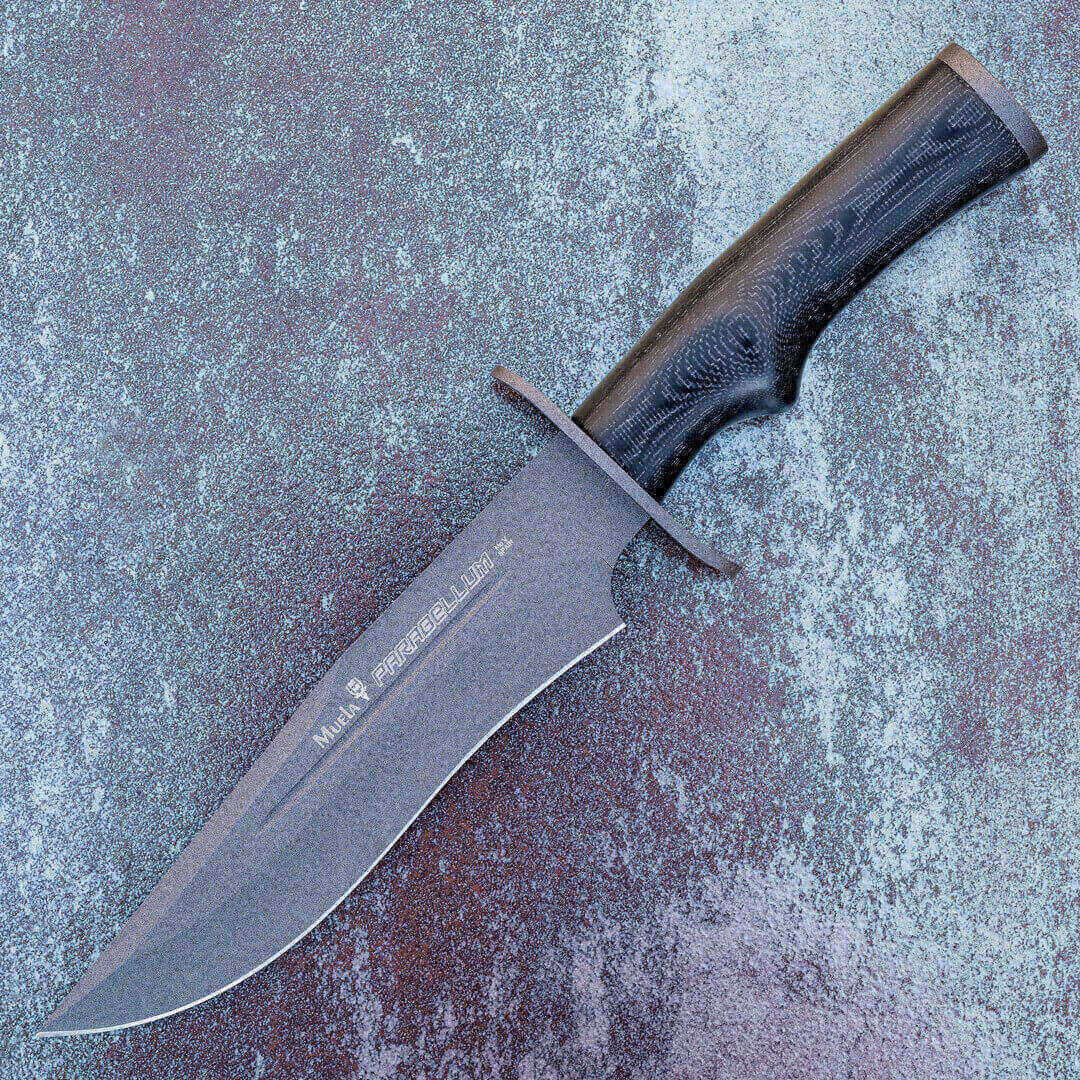Cuchillo táctico Muela Parabellum-17N con mango de micarta negra y hoja negra
