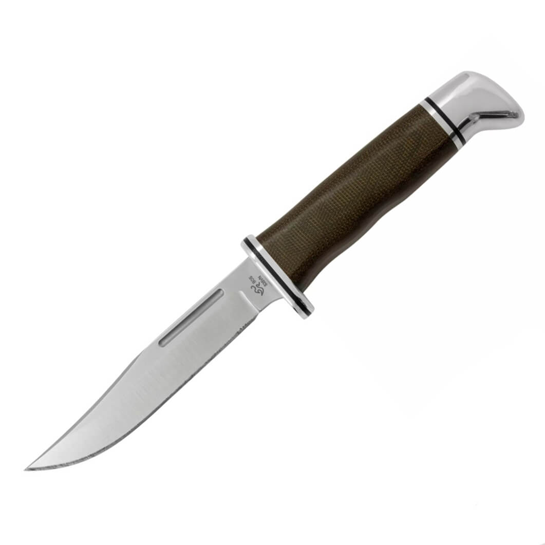 Cuchillo de caza Buck Brahma pro con mango de micarta verde y ace...