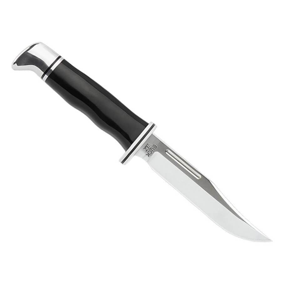 Cuchillo de caza Buck Brahma 0117BKS con mango de phenol kraft negro y hoja de 8.3 cm