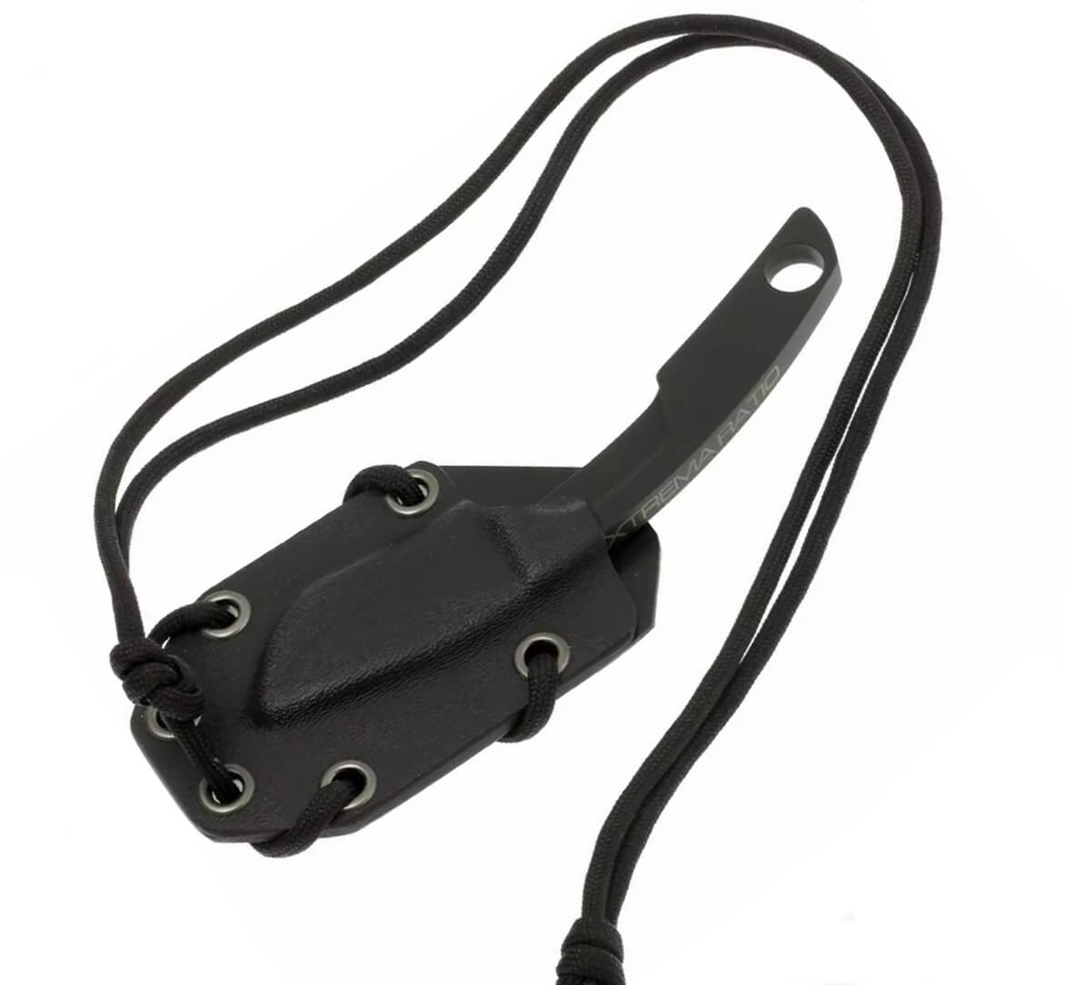 Cuchillo de cuello N.K.1 BLACK de Extrema Ratio. Hoja de 5 cm y funda de kydex.