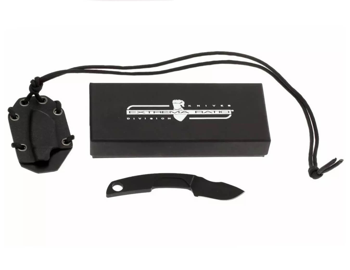 Cuchillo de cuello N.K.1 BLACK de Extrema Ratio. Hoja de 5 cm y funda de kydex.