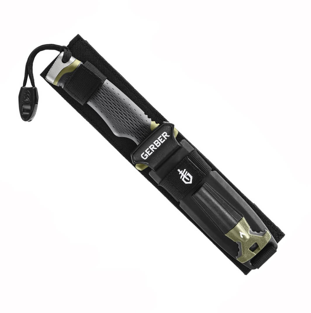 Cuchillo táctico Gerber survival fixed serrated 30-001830 con mango de plástico y goma negra