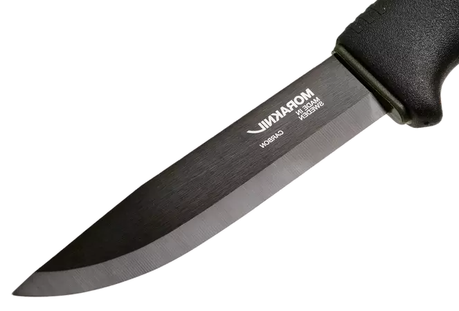 Cuchillo Morakniv Bushcraft Survival Black. Hoja de 11 cm de acero al carbono. Funda con pedernal y afilador.