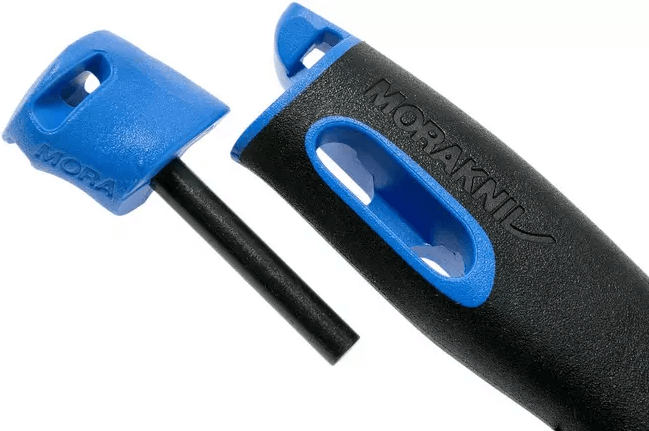 Cuchillo bushcraft Morakniv Companion Spark Blue de 10,4 cm con pedernal integrado.