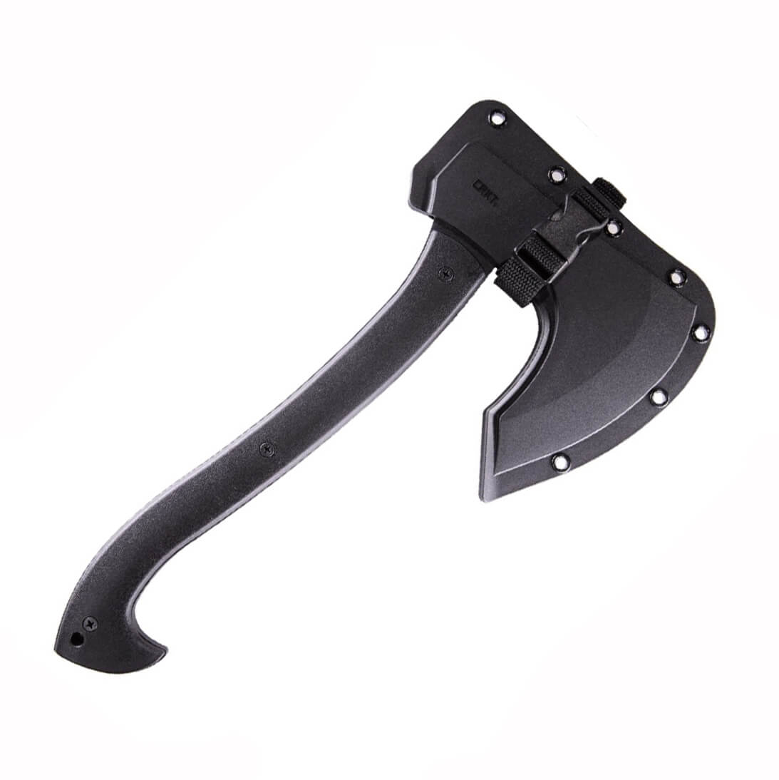 Hacha táctica CRKT SKEGGOX 2917 con hoja negra de acero carbono SK-5 y funda multiposición