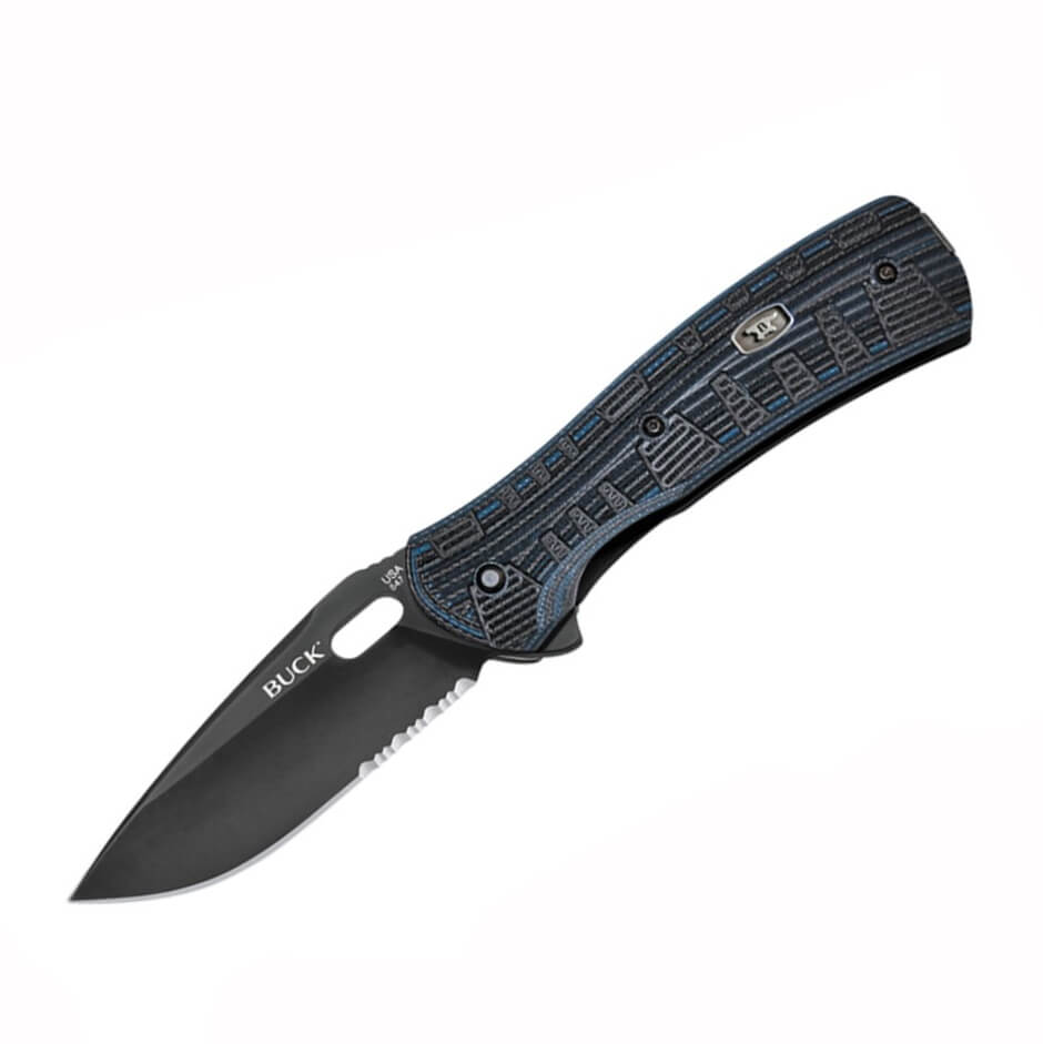 Navaja táctica Buck Vantage Force Pro Blue combo con hoja negra m...