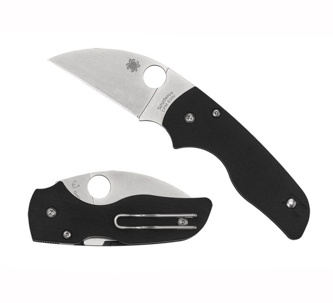 Spyderco LIL' NATIVE G-10 Schwarzes Messer und Wahrncliffe-Stahlklinge mit flacher Schneide C230GPWC