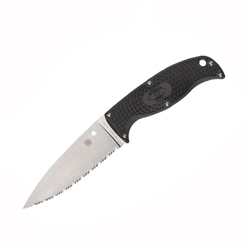 Cuchillo Spyderco ENUFF 2 con mango de FRN negro y hoja dentada d...