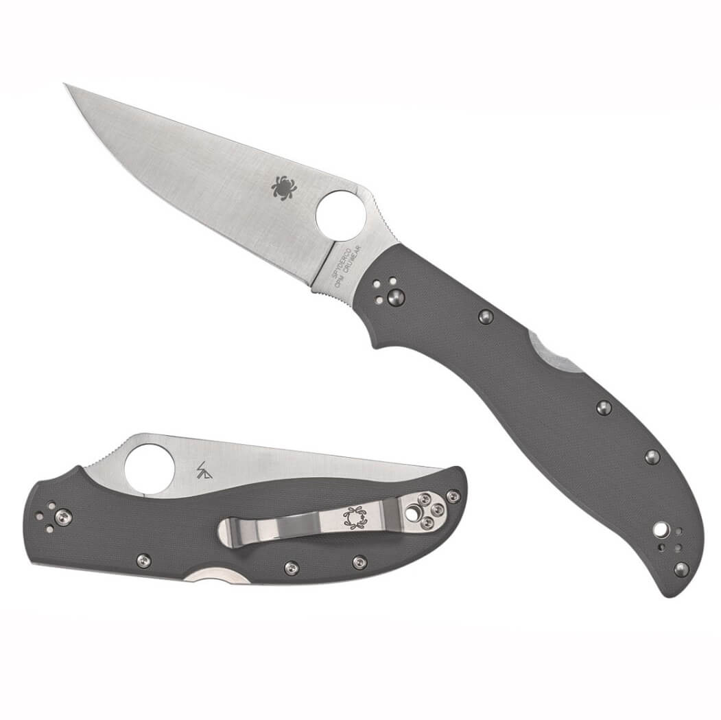 Navaja táctica Spyderco STRETCH 2 XL con cachas de G-10 negro y hoja de acero Cru-Wear C258GPGYCW