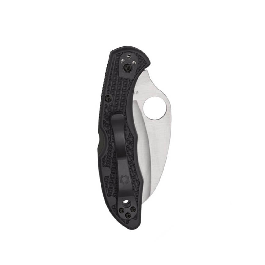 Navaja Spyderco Tasman Salt 2 con mango de FRN negro y hoja serrada de acero H-1 C106SBK2