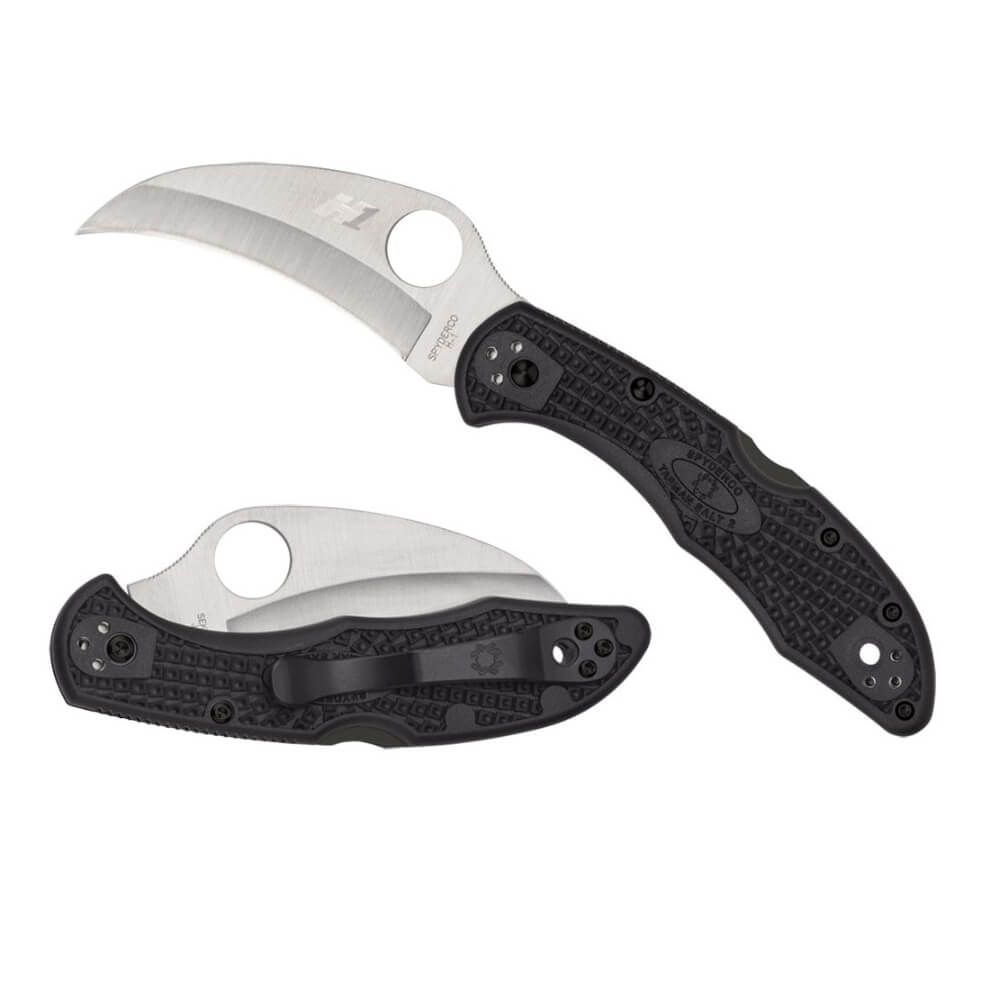 Canivete Spyderco Tasman Salt 2 com cabo FRN preto e lâmina plana de aço H-1 C106PBK2