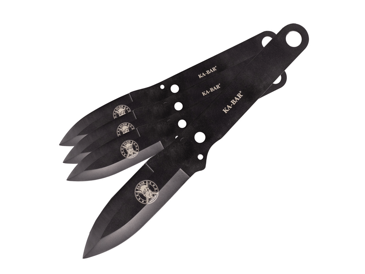 Set 3 cuchillos lanzadores Ka-Bar. Hoja de acero inoxidable de 10 cm.