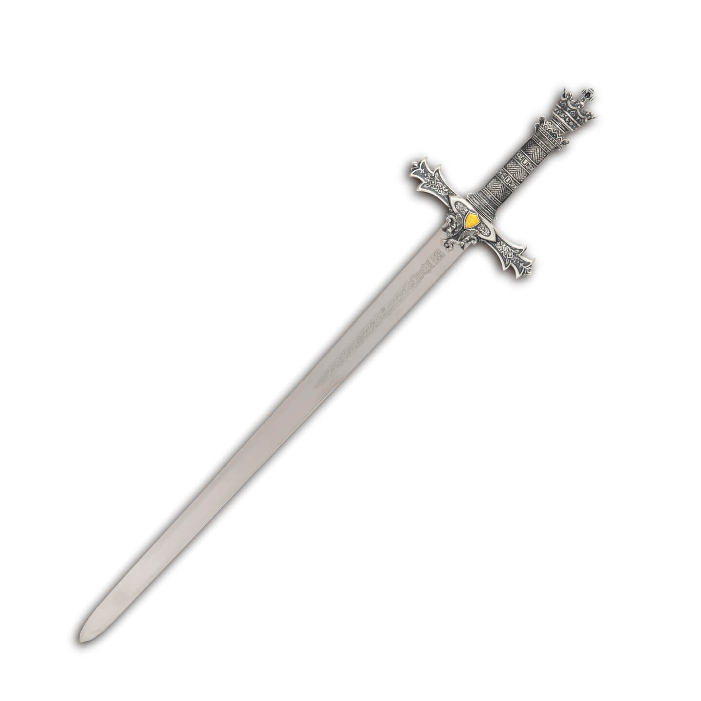 Espada Rey Arturo cadete con empuñadura en plata con grabados Mar...