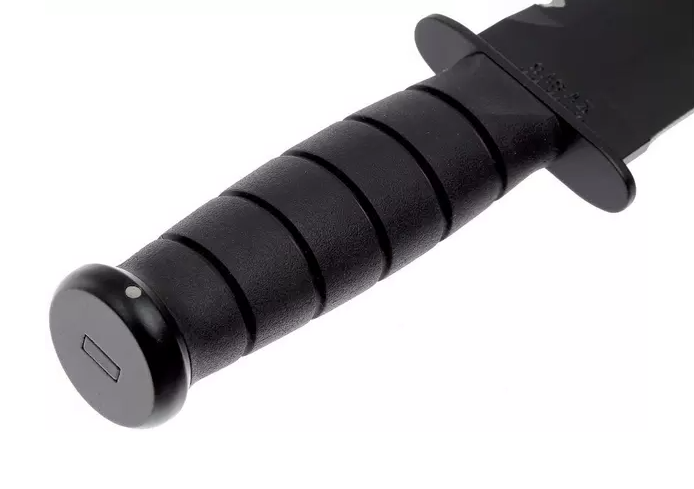 Cuchillo táctico Ka-Bar Kraton G Big Brother 2211 - Hoja de 23,8 cm parcialmente dentada y funda de cuero