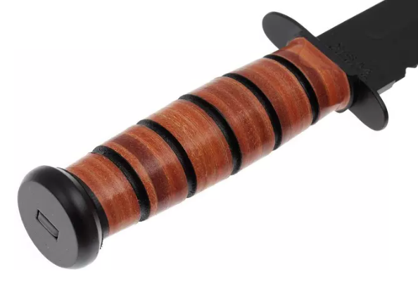 Cuchillo táctico Ka-Bar USMC 1218 - Hoja parcialmente dentada de 17,8 cm y funda cuero. 