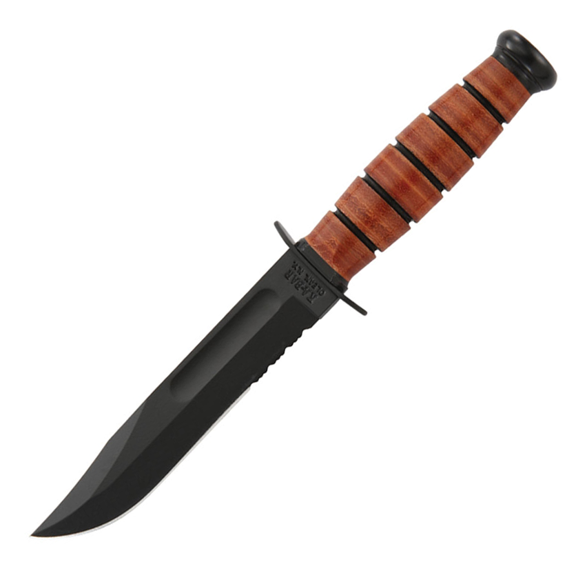 Cuchillo militar Ka-Bar Short USMC 1252 - Hoja de 13 cm semidenta...