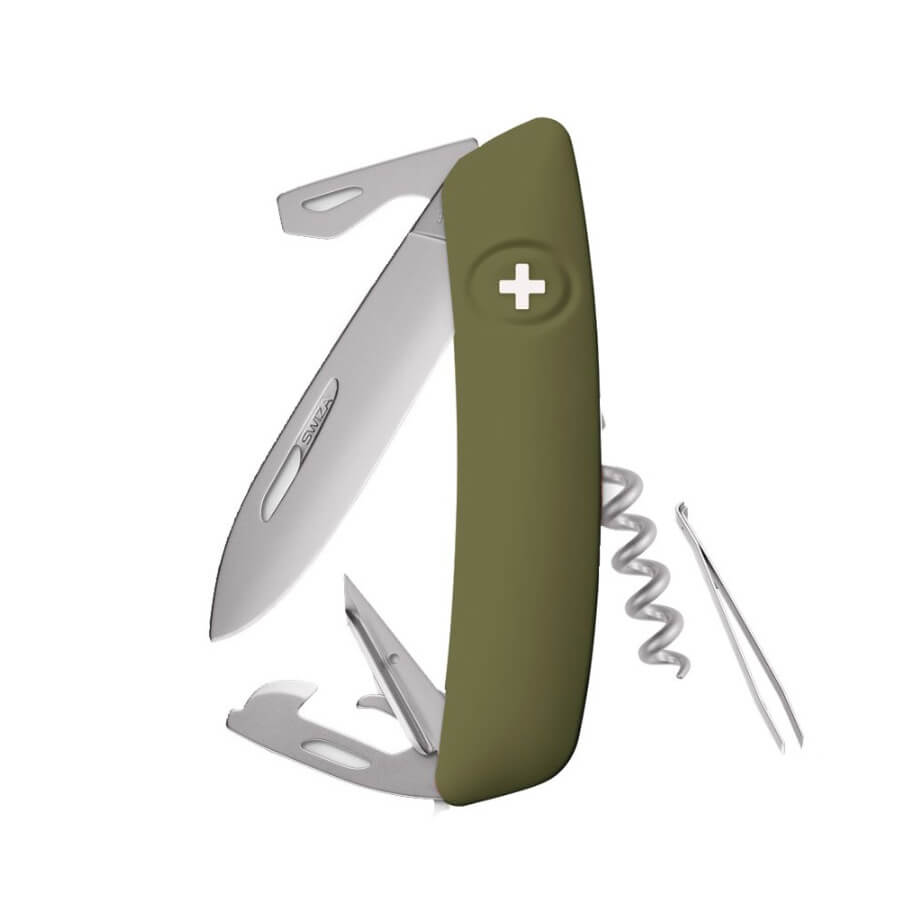 Navaja multiusos Swiza D03 verde oliva Allmatt con 11 funciones