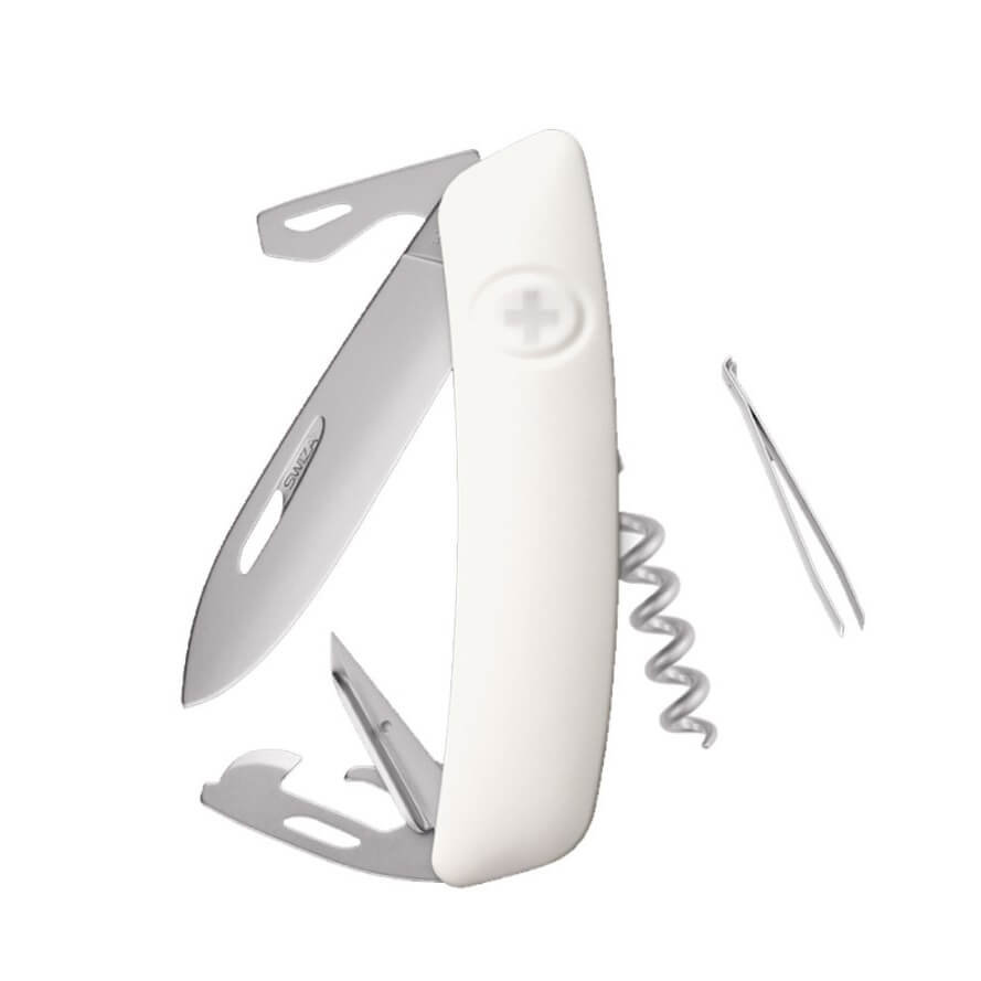 Navaja multiusos Swiza D03 Allmatt con mango de color blanco
